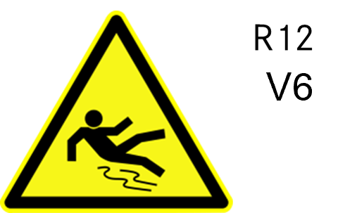 Gelbes Warnschild: Person rutscht auf glattem Boden aus.